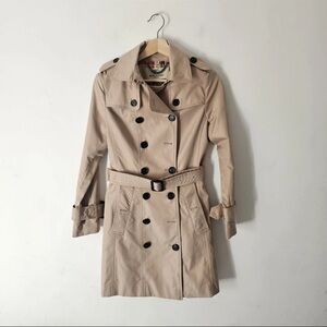 Burberry Tan Double-Breasted Trench Coat with Belt